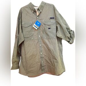 Columbia Men's Casual Button Down Shirt - Black and White Checkered